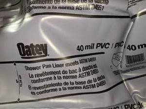 5ftx5ft oatey 40mil shower liner