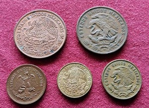 (5) Vintage Mexico Coins