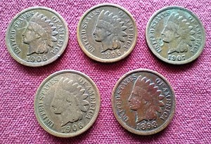 (5) Indian Pennies