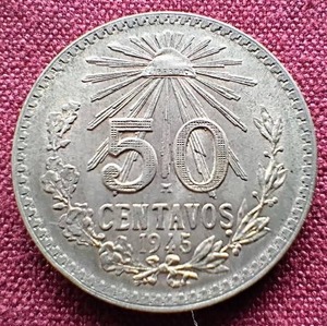 1945 Mexico Silver 50 Centavos
