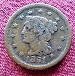1851 Braided Hair Large Cent