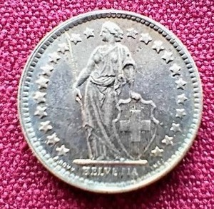 1960 Switzerland Silver 12 Franc