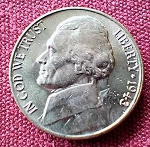 Beautiful 1943 Silver War Nickel