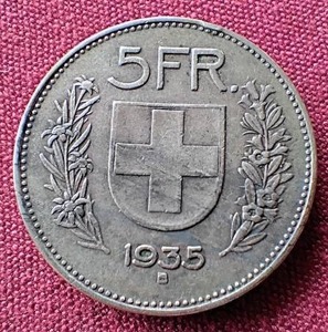 1935 Switzerland Silver 5 Francs