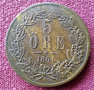 1864 Sweden 5 Ore