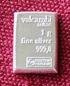 Valcambi Suisse 1 Gram Silver Bar
