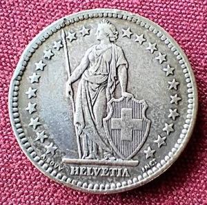 1944 Switzerland Silver 2 Francs