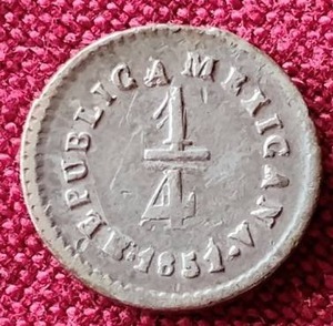 1851 Mexico Silver 14 Real