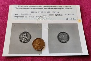 1909-S VDB Penny - ANACS Certified EF40 - WOW