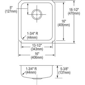 Elkay Lustertone Undermount Sink 16x18.5