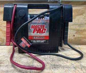 Booster PAC Industrial-Grade 12 Volt Jump Starter and Power Source, 1500 Peak Amps, Model# ES5000 #167764 Msrp $219.99 see description