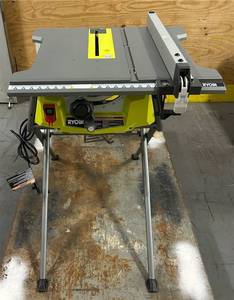RYOBI 15 Amp 10 in. Compact Portable Corded Jobsite Table Saw with Folding Stand RTS12 Msrp $229.00 see description