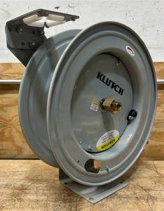 Klutch Auto-Rewind Air Hose Reel with 38in. x 50ft. Rubber Hose, 300 PSI #73430 Msrp $139.99 see description