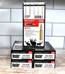 Nosler .300 Winchester Short Magnum (WSM) Ammo 100 rd (5x20) Lot 1 of  2
