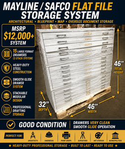 MSRP $12,000  (3) Mayline  Safco Flat File Storage System, 15 Drawer Oversize Blueprint Map Cabinet Set, Heavy Duty Steel Drafting Files, Smooth Glide Drawers, High Capacity Professional Storage for Architects Engineers Print Shops Studios