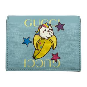 Gucci Blue Leather Mystic Cat Banana Wallet Pre-Owned Retail $950