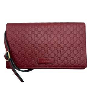 Gucci Red Microguccissima Leather Wallet Crossbody Clutch Pre-Owned Retail $1,100