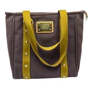 Louis Vuitton Brown Canvas x Yellow Leather Tote Bag Pre-Owned Retail $1,200