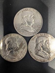 Franklin Half Dollars - 1951, 1959 & 1961 Dates