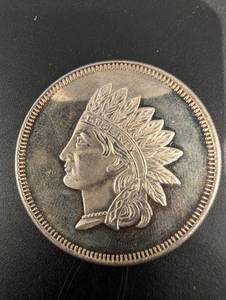 One Troy Ounce .999 Silver Round - Native American Headdress Design, Shield & Laurel