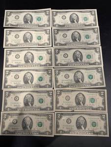United States Two Dollar Bills Lot - Jefferson Portrait, Assorted Series