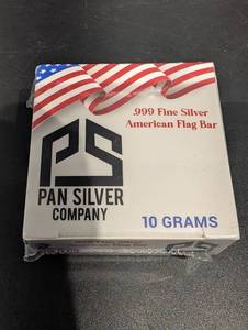Pan Silver Company .999 Fine Silver American Flag Bar - 10 Grams