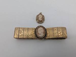 Vintage Cameo Pendant & Bracelet Set (Lot of 2)