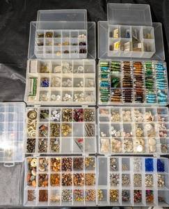 Assorted Beads & Jewelry Findings - Mixed Lot in Organizer Trays