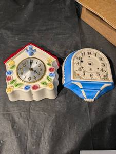 Miller 8-Day Ceramic Mantel Clocks (Pair) - Floral Border, Made in USA