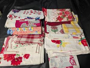 Assorted Floral Print Fabric and Tea Towels - Colorful Kitchen Linens