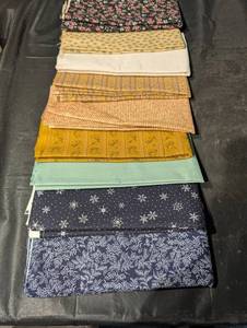 Assorted Vintage Fabric Bolts - Floral, Stripe & Motif Prints (Lot of 9)