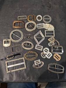 Assorted Vintage Belt Buckles & Hardware Lot - Rhinestone, Metal & Resin