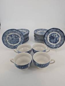 Liberty Blue Historic Colonial Scenes Teacups & Plates - Made in England