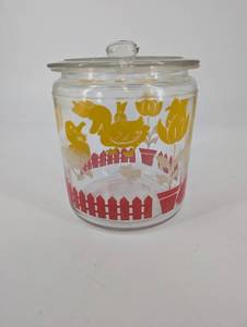 Anchor Hocking Vintage Glass Canister with Lid - Duck & Tulip Pattern