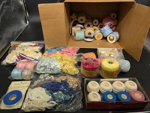 Assorted Crochet Thread, Lace & Ribbon Spools - Doilies & Trim Craft