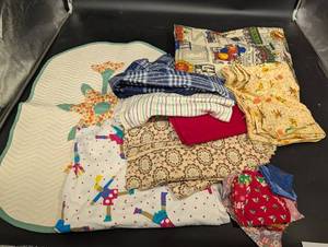 Assorted Quilting Fabrics & Patchwork Textiles - Floral, Striped & Plaid Prints