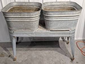 Wheeling Galvanized Tubs on Stand (Lot of 2)