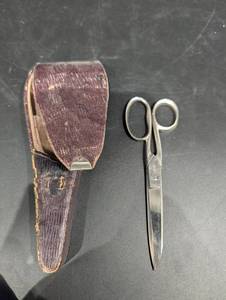 Vintage German Made Pocket Scissors in Leather Case