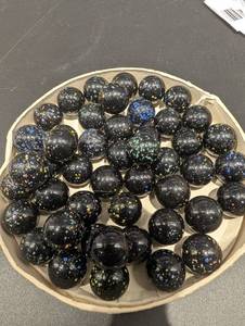 Assorted Black Glass Marbles with Multicolor Speckles