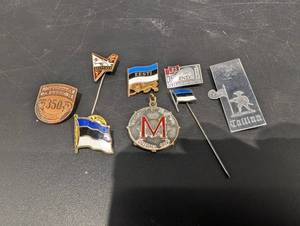 Estonia & Minnesota Enamel Pins Assortment - Eesti Flags, Tallinn Plaque & University M Pins
