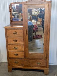Vintage Vanity Dresser with Mirror and Chest of Drawers