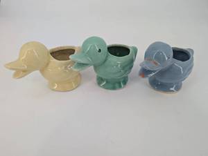 Pastel Ceramic Duck Planters (Lot of 3)