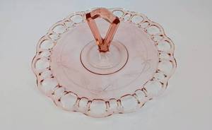 Glass Pedestal Compote with Ring-Handle and Cut-Out Rim Pattern