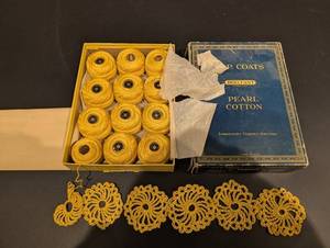 J&P COATS Pearl Cotton Boilfast 65-Yard Balls - Yellow 254 & Mary Martin Shawl No. 491