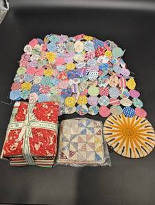 Assorted Patchwork Quilt Fabrics & Yo-Yo Circles