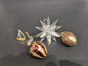 Assorted Crystal Star Ornament & Glass Christmas Ornaments - Icicles, Sailboat & Beaded Ball