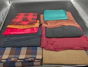Assorted Fabrics & Textiles - Plaid Wool, Velvet, Satin & Knit (Multi-Color)