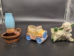 Vintage Ceramic Figurines and Vase Set (Lot of 3)