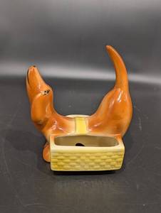 Ceramic Horned Sculpture with Square Base - Decorative Abstract Figurine