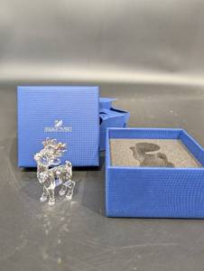 Swarovski Crystal Reindeer Figurine - Blue Gift Box with Foam Insert